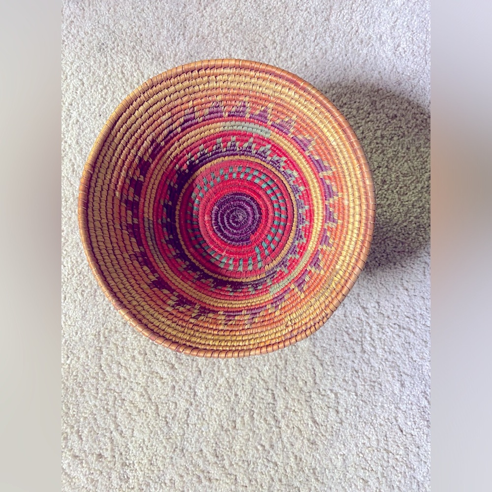 Gorgeous Vintage Handmade Wicker Basket Colorful Designs, Small and Medium